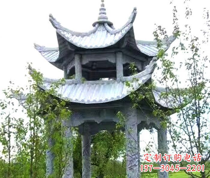 山西园林景观仿古六角石凉亭