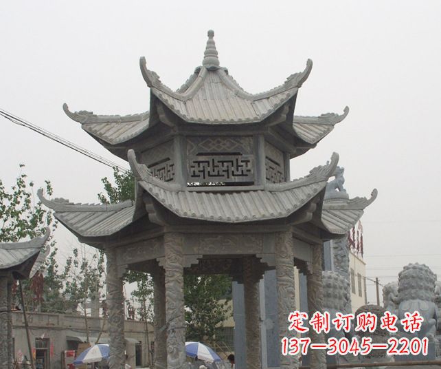 山西园林景观仿古石雕凉亭 (2)
