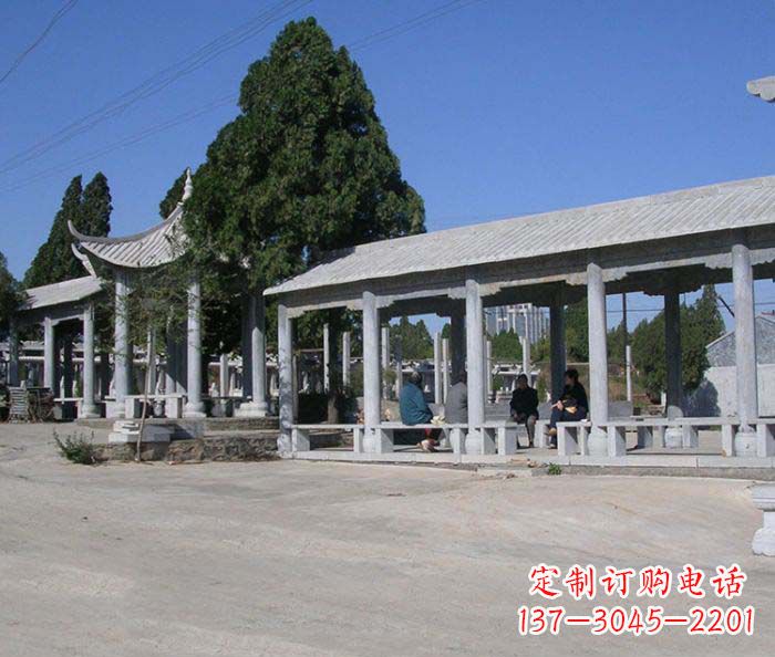 山西园林景观仿古石雕长廊凉亭 (2)