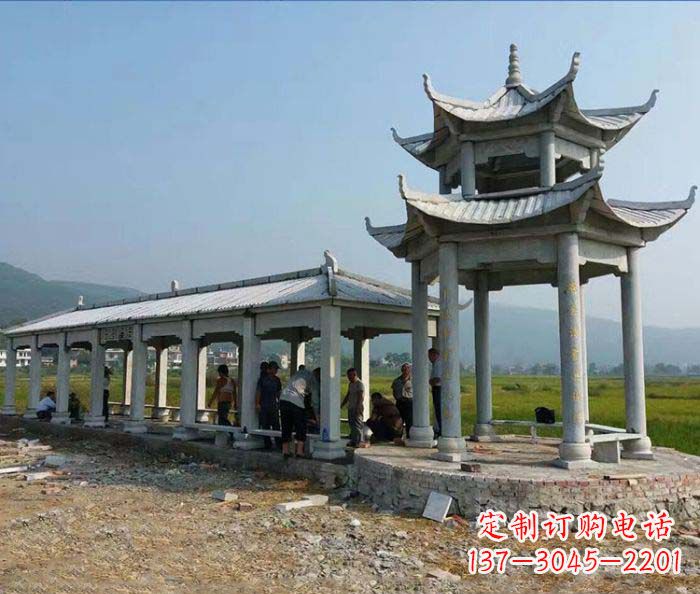 山西园林景观仿古石雕长廊凉亭
