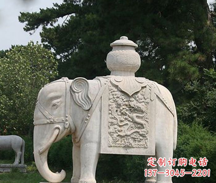 山西园林景观驮宝大象石雕