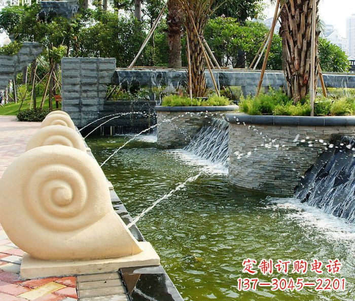 山西园林景观蜗牛喷泉石雕