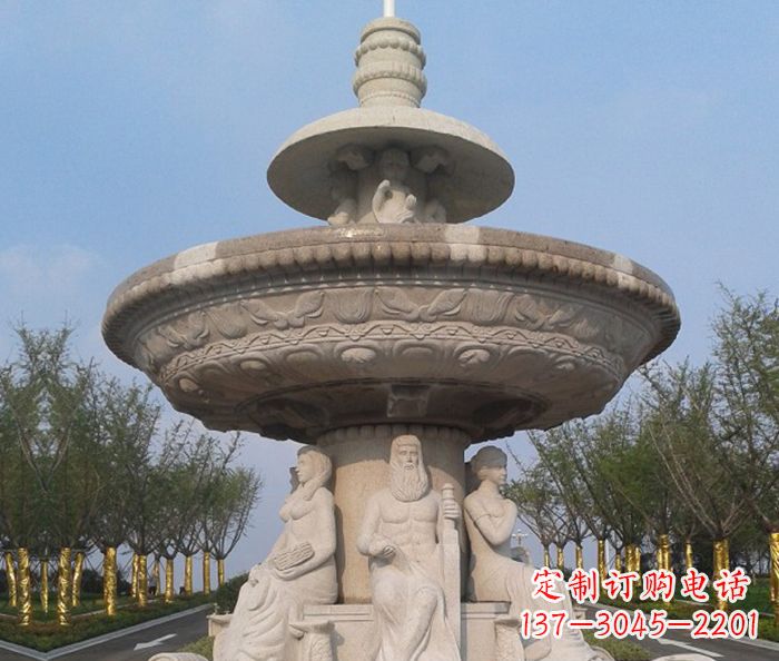 山西园林景观西方人物喷泉石雕 (2)