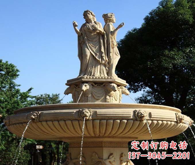 山西园林景观西方人物喷泉石雕