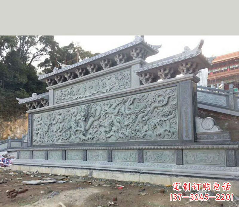 山西园林九龙壁景观石雕 (2)