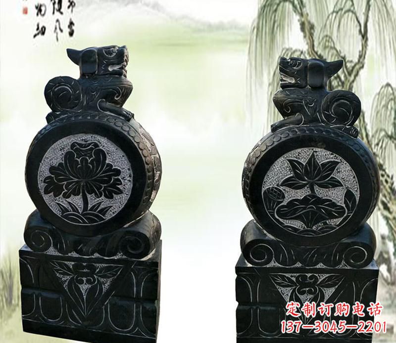 山西园林貔貅门墩石雕