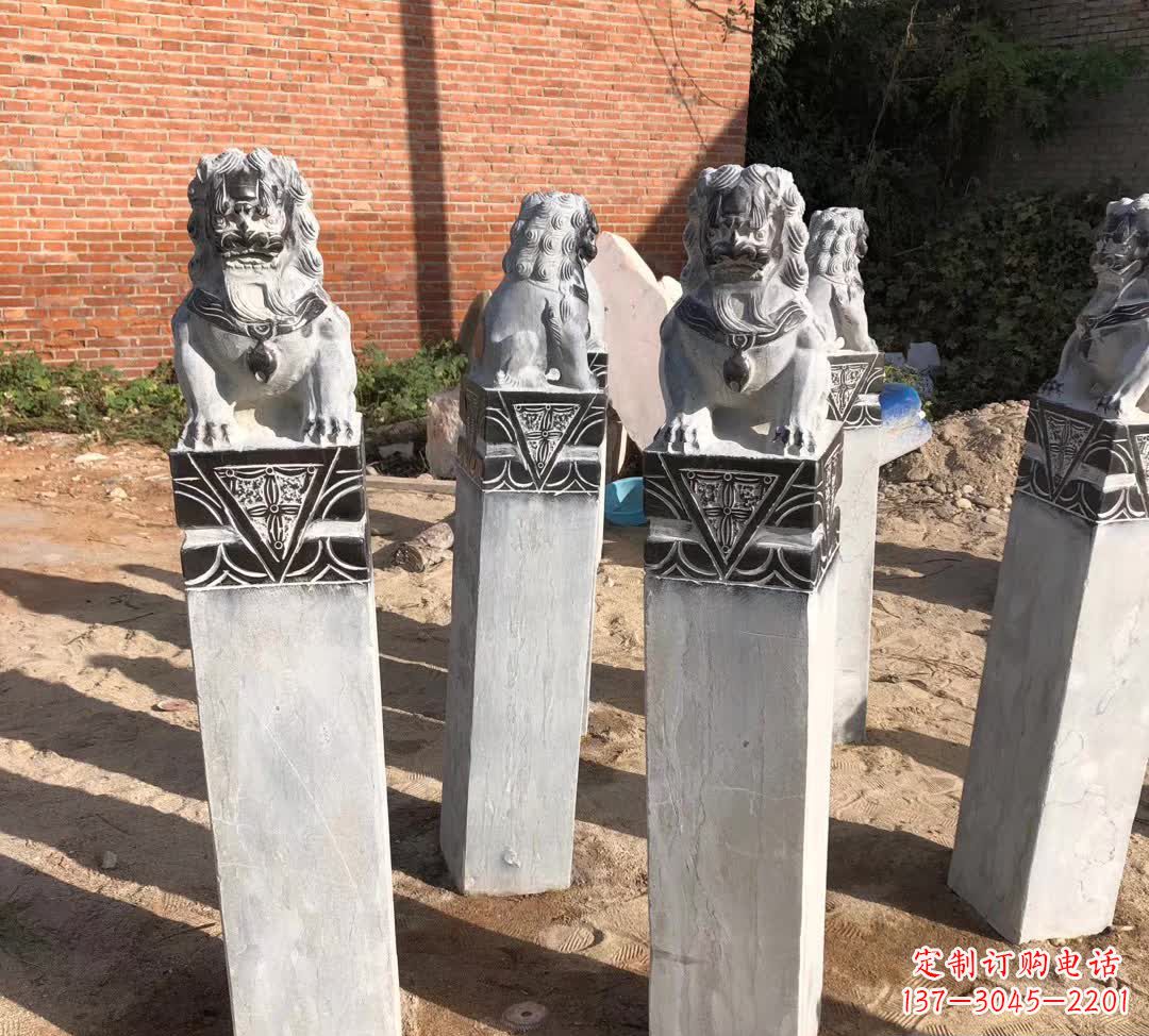 山西园林石雕狮子拴马桩