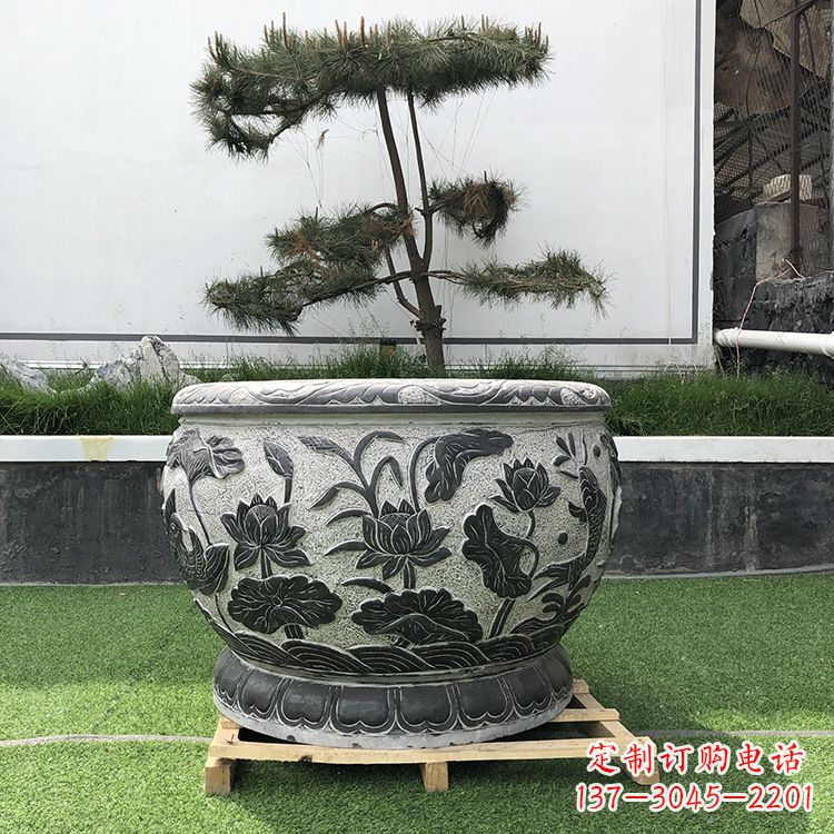 山西园林石雕水缸