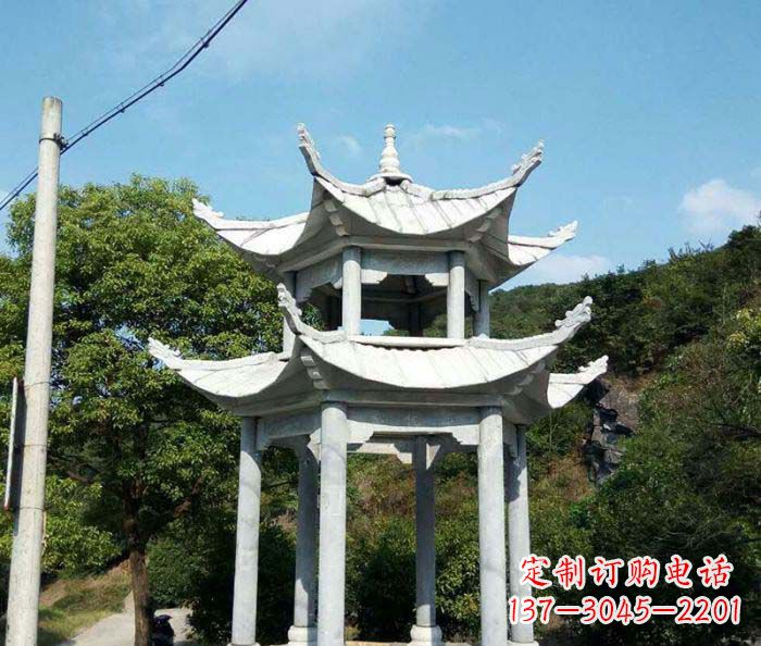 山西园林双层凉亭石雕