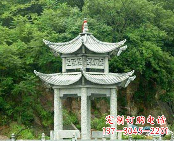 山西园林双层六角石凉亭景观石雕