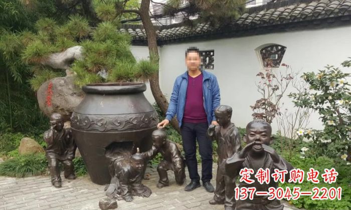 山西园林司马光砸缸铜雕 (2)