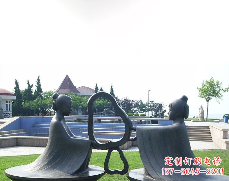 山西园林铸铜孔融让梨雕塑