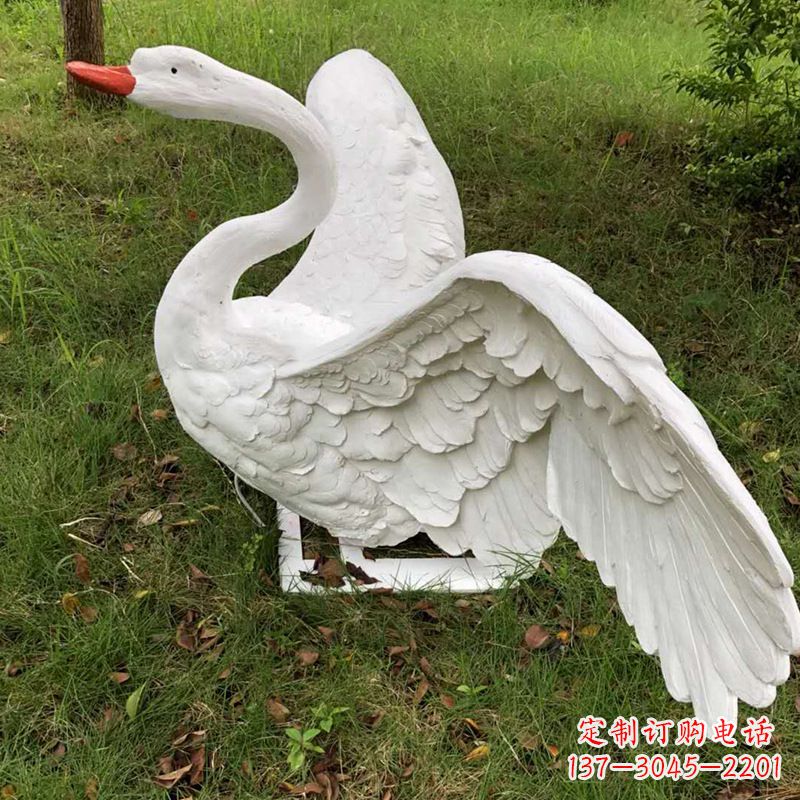 山西展翅飞翔白天鹅仿真发光动物雕塑