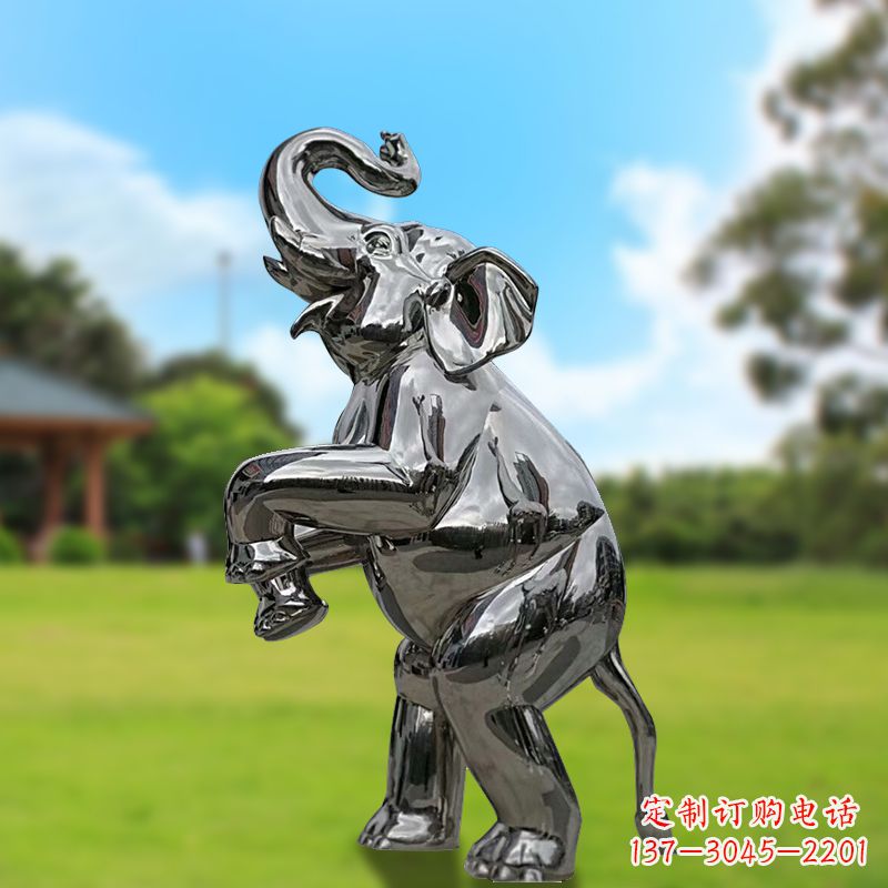山西站立的不锈钢小象雕塑