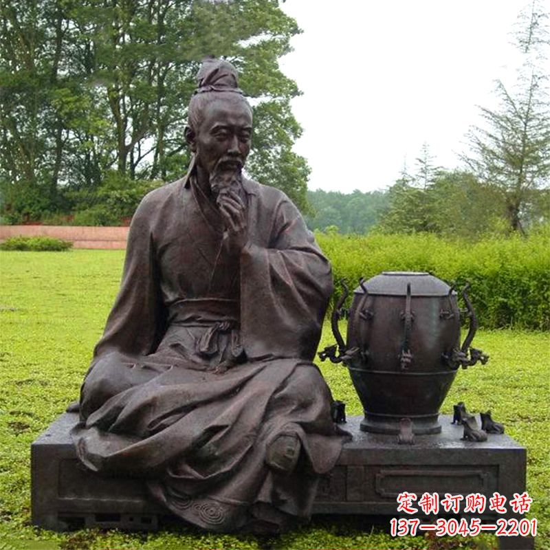 山西张衡与地动仪铜雕景观-公园园林历史名人情景雕塑