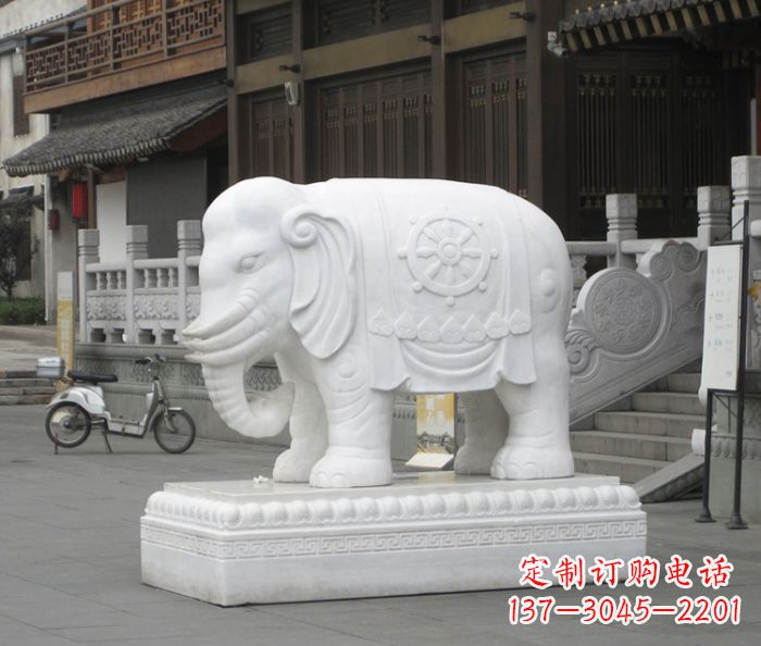 山西招财动物汉白玉大象石雕