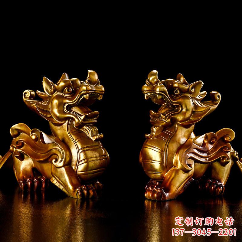 山西招财黄铜貔貅雕塑摆件