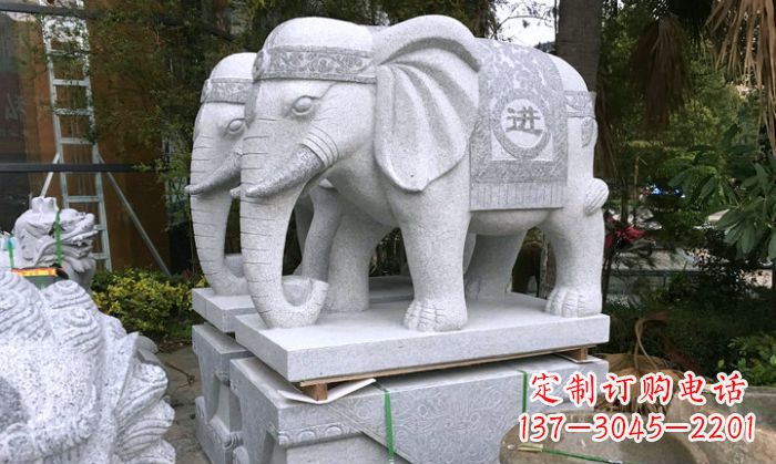山西招财进宝大理石门口大象雕塑