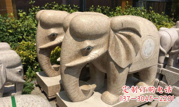 山西招财进宝砂岩大象石雕