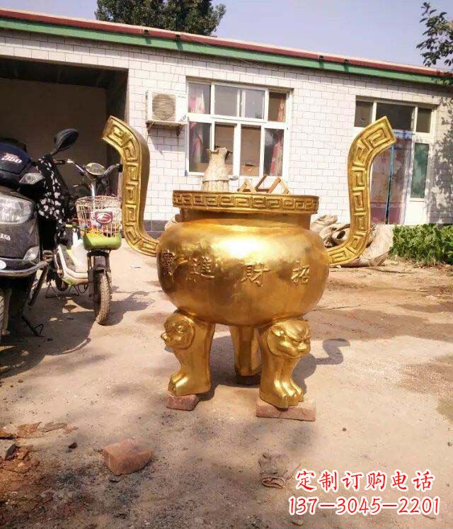 山西招财进宝香炉寺庙铜雕