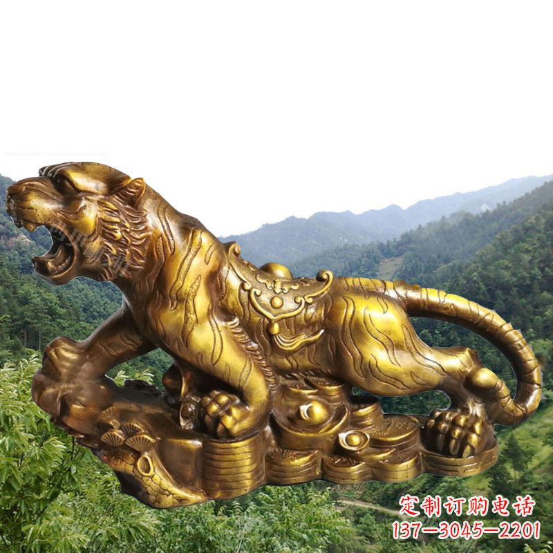 山西招财老虎漆金12生肖动物雕塑