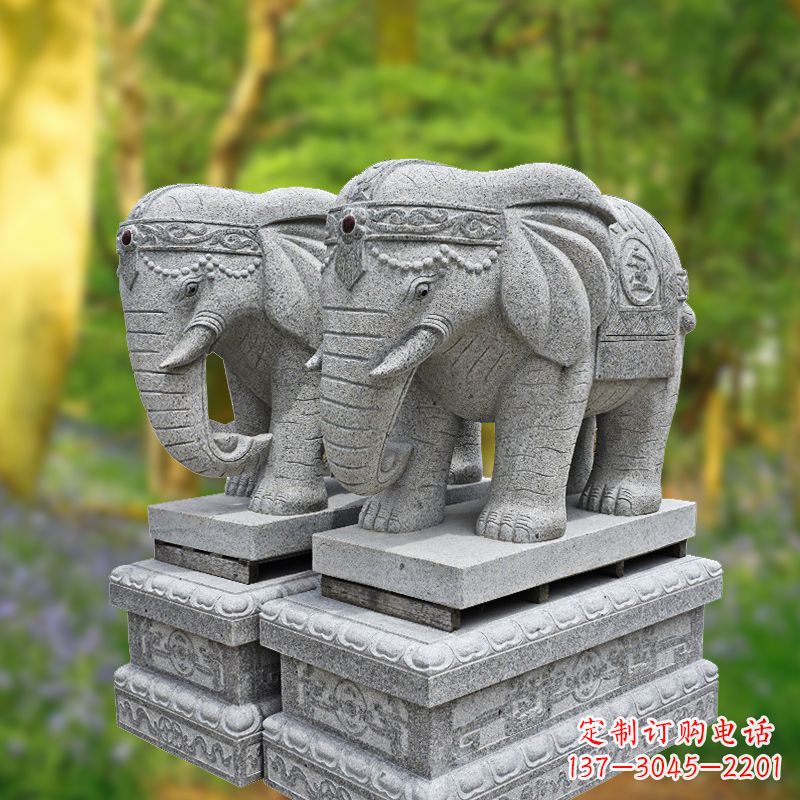 山西招财纳福石雕大象