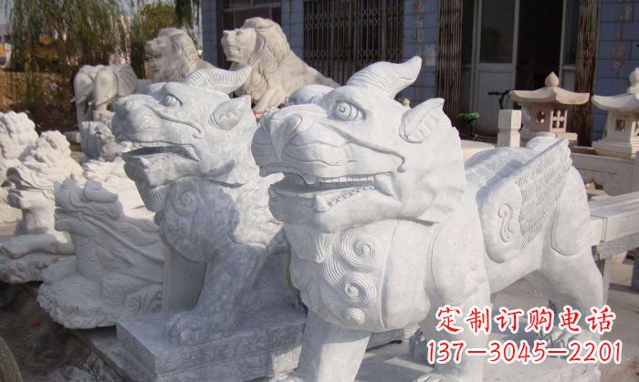 山西招财神兽大理石貔貅石雕