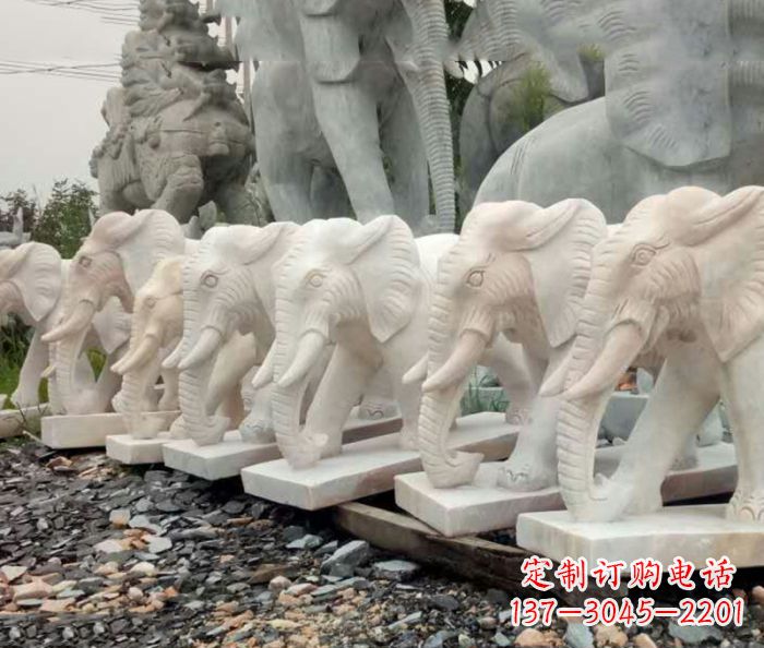 山西招财晚霞红大象石雕 (3)