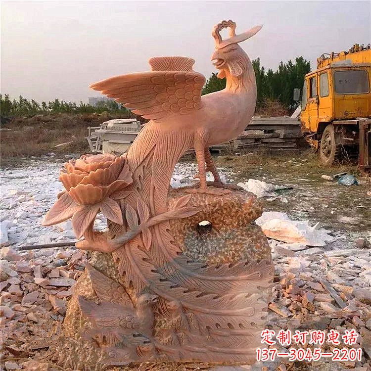 山西中国古代传说中的瑞鸟凤凰牡丹石雕