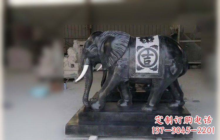 山西中国黑石材大象雕塑
