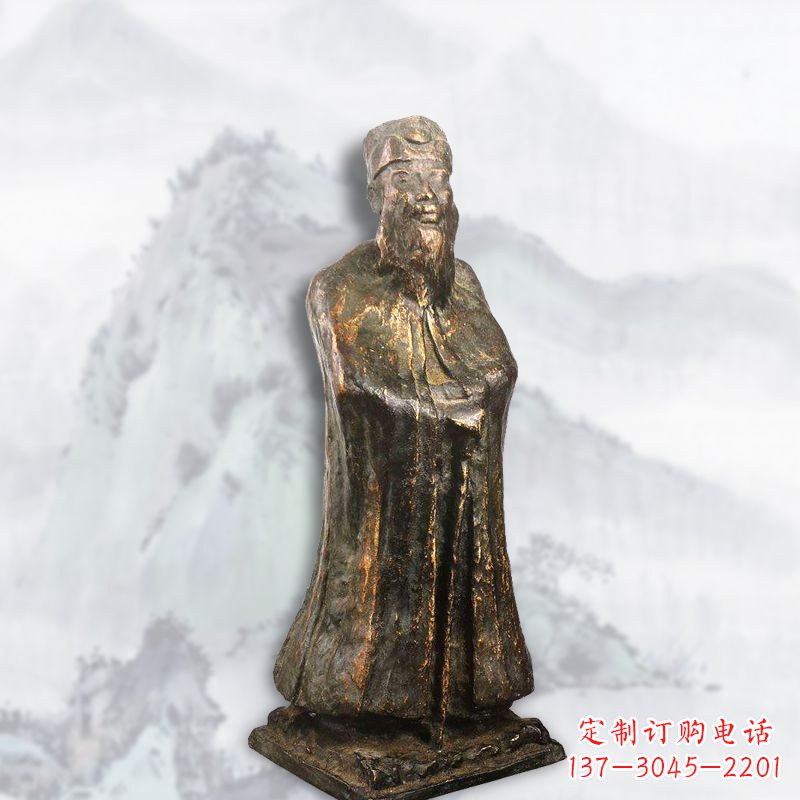 山西中国近代著名画家张大千铸铜雕塑