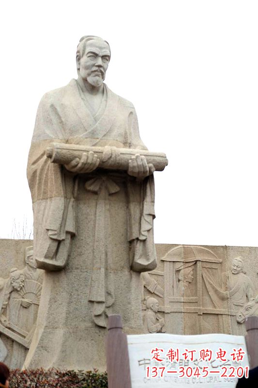 山西中国历史名人北宋绘画大师清明上河图画家张择端汉白玉石雕像