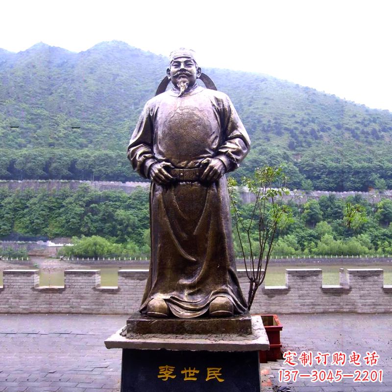 山西中国历史名人唐初著名帝王李世民铸铜雕像