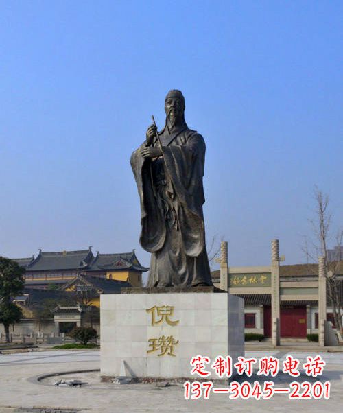 山西中国历史名人元末明初画家诗人倪瓒铜雕塑像