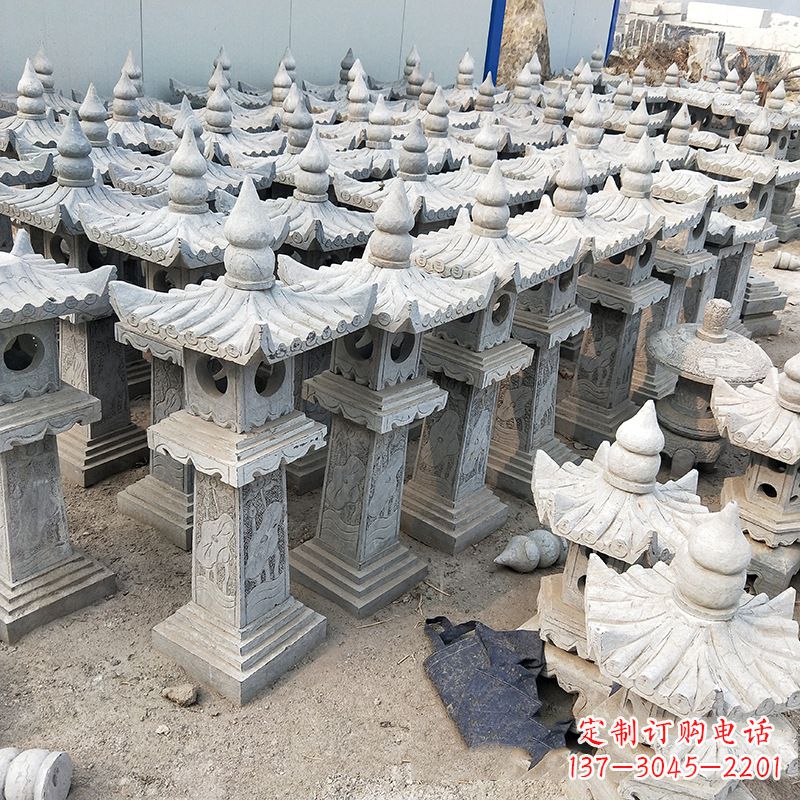 山西中式青石灯笼雕塑
