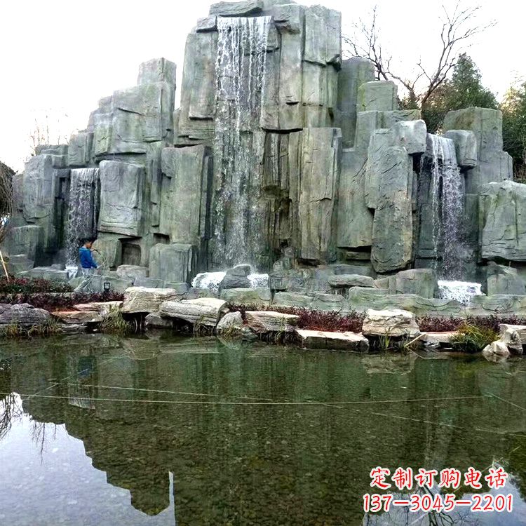 山西中式园林流水假山雕塑