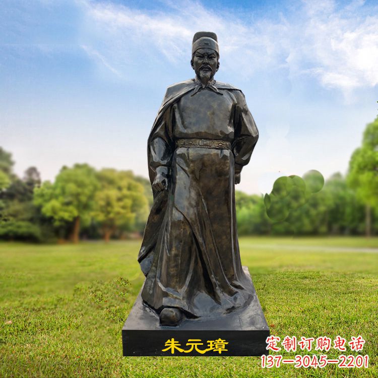 山西朱元璋玻璃钢仿铜雕塑