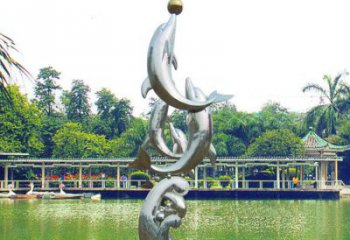 山西戏球不锈钢海豚雕塑-园林水景动物景观