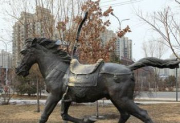 山西小区动物奔跑的马铜雕