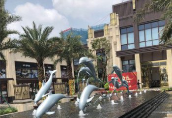 山西小区广场水景海豚雕塑