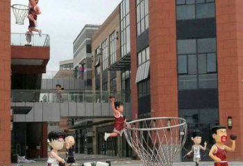 山西校园卡通人物打篮球雕塑