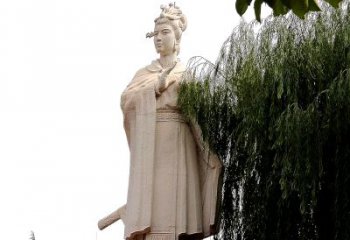 山西虞姬砂岩石雕-景区园林古代人物著名美女雕像