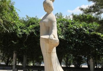 山西园林历史人物著名美女秦罗敷砂岩石雕塑像