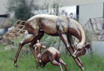 山西园林铜雕母子鹿雕塑