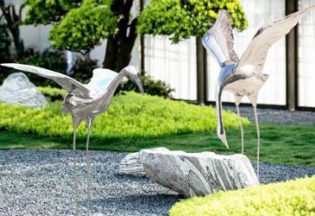 山西长春不锈钢动物鹤雕塑