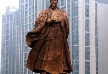 山西诸葛亮城市景观铜雕像-中国古代著名人物三国谋士卧龙先生雕塑
