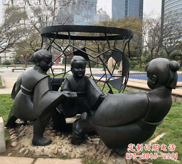 山西铸铜公园司马光砸缸儿童雕塑