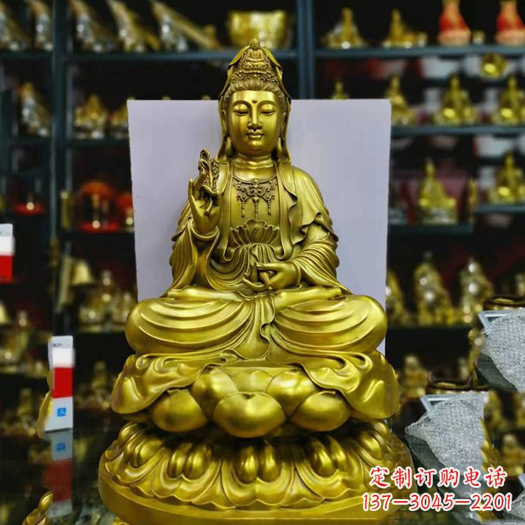山西铸铜观音菩萨佛像雕塑