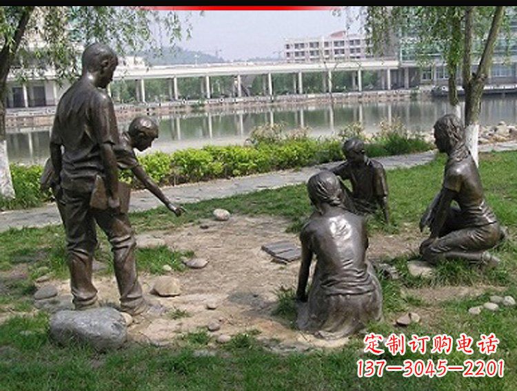 山西铸铜老师和学生雕塑