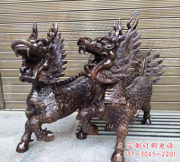 山西铸铜立式麒麟